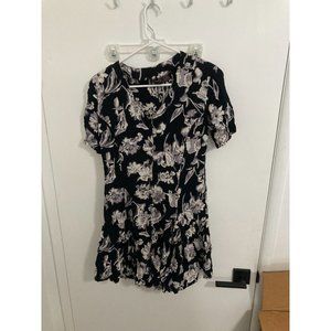 Shape FX By Newport News Women's Button Down Floral Dress, Black/White, 10